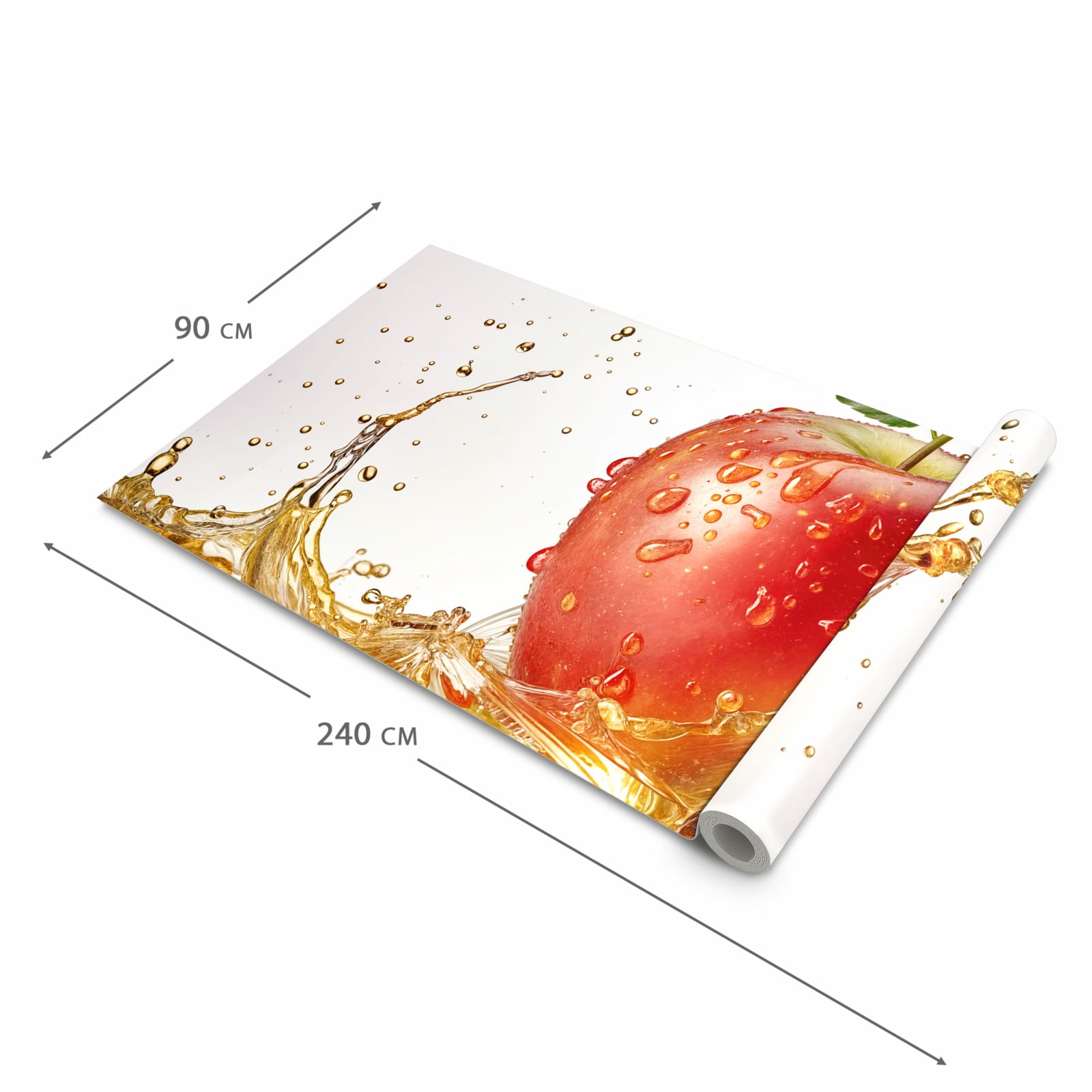 Langlebiger waschbarer Küchenläufer mit Motiv Spritziger Apfel in der Grösse 60x120 cm