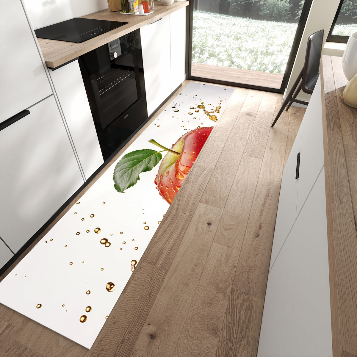 13 Größen – von 60 × 90 bis 80 × 300 cm – Küchenläufer - Apfel mit Goldspritzer