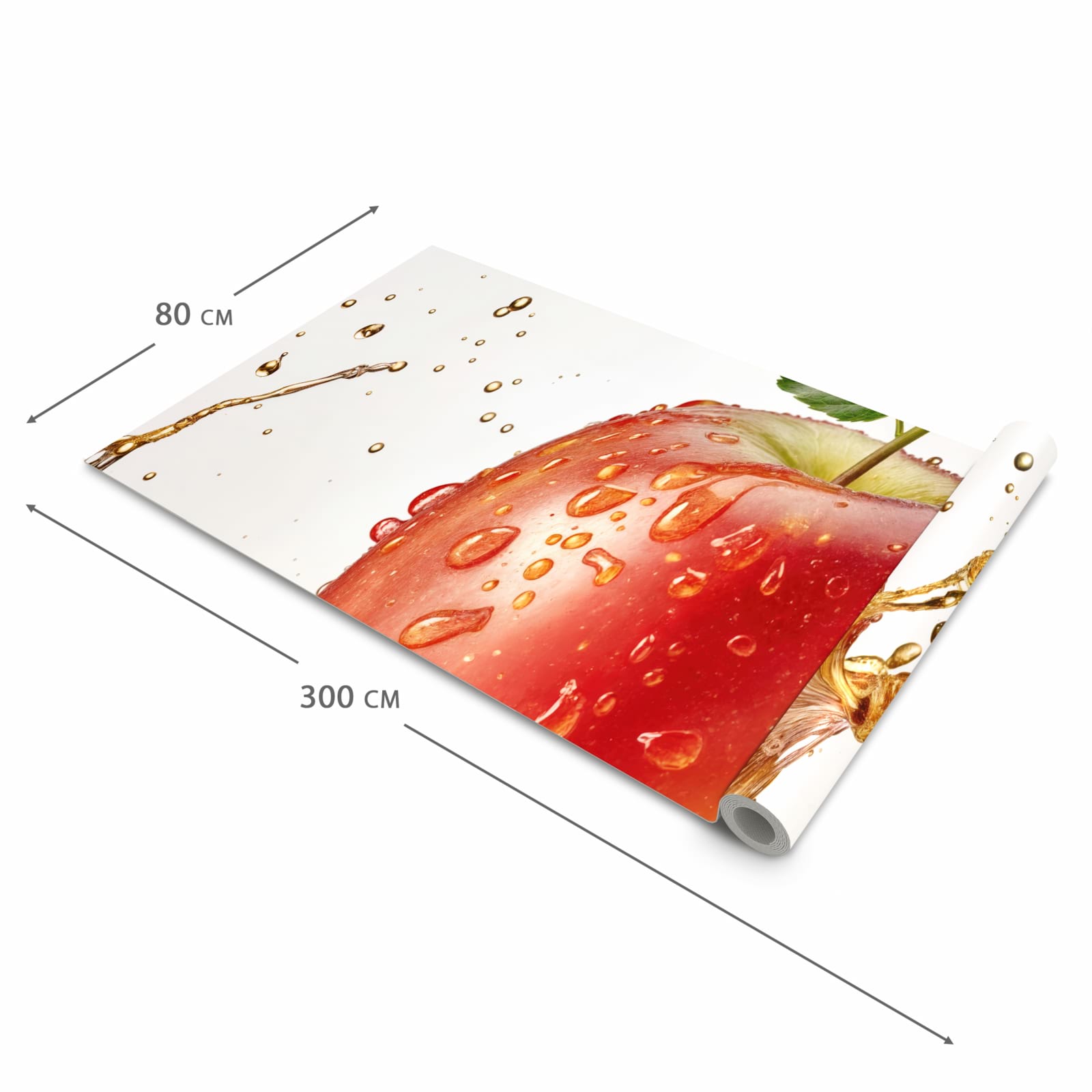 Strapazierfähiger rutschfester Küchenläufer mit Motiv Spritziger Apfel in der Größe 60x120 cm