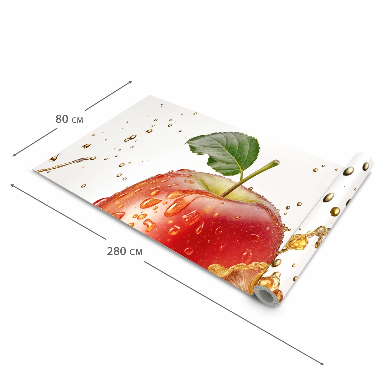 Hygienischer rutschfester Küchenläufer mit Motiv Spritziger Apfel in der Grösse 60x120 cm