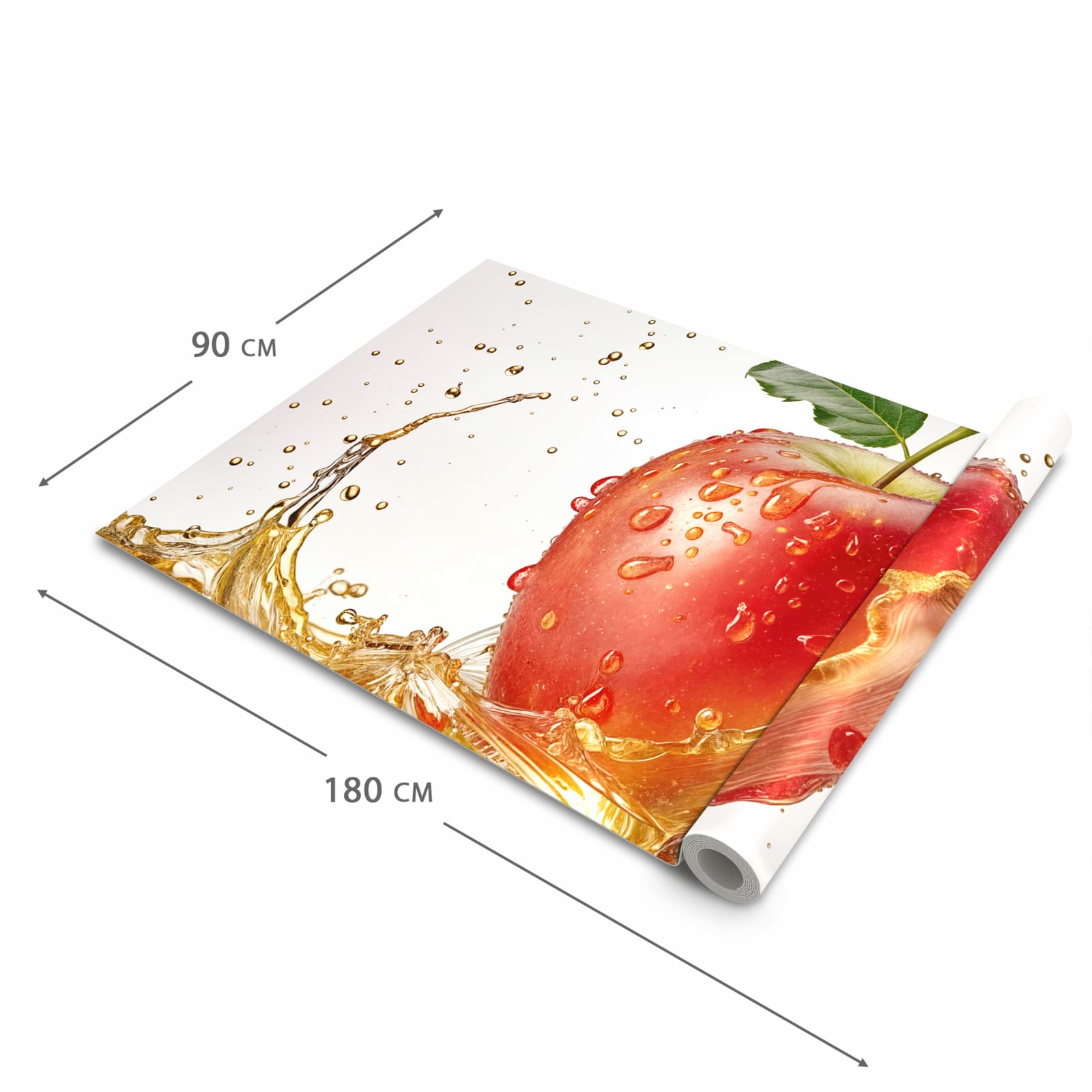 Waschbarer rutschfester Küchenläufer mit Motiv Spritziger Apfel in der Grösse 60x120 cm