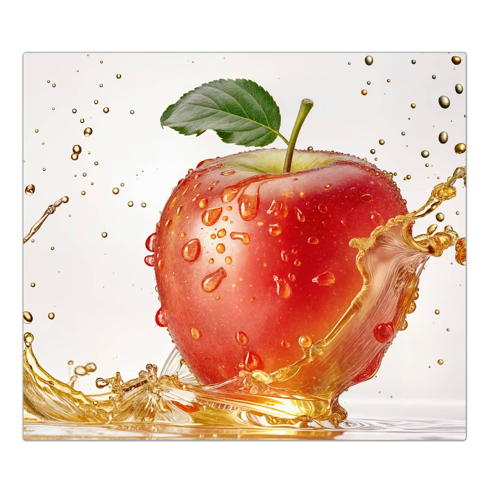 1-teilige Herdabdeckplatte mit Spritziger Apfel-Motiv in der Frontansicht