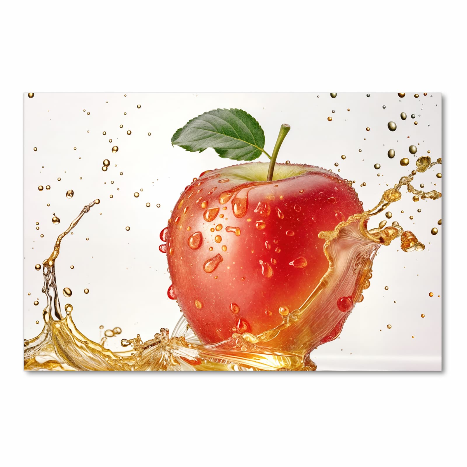 Formstabiler Küchenteppich mit Motiv Spritziger Apfel in Frontansicht