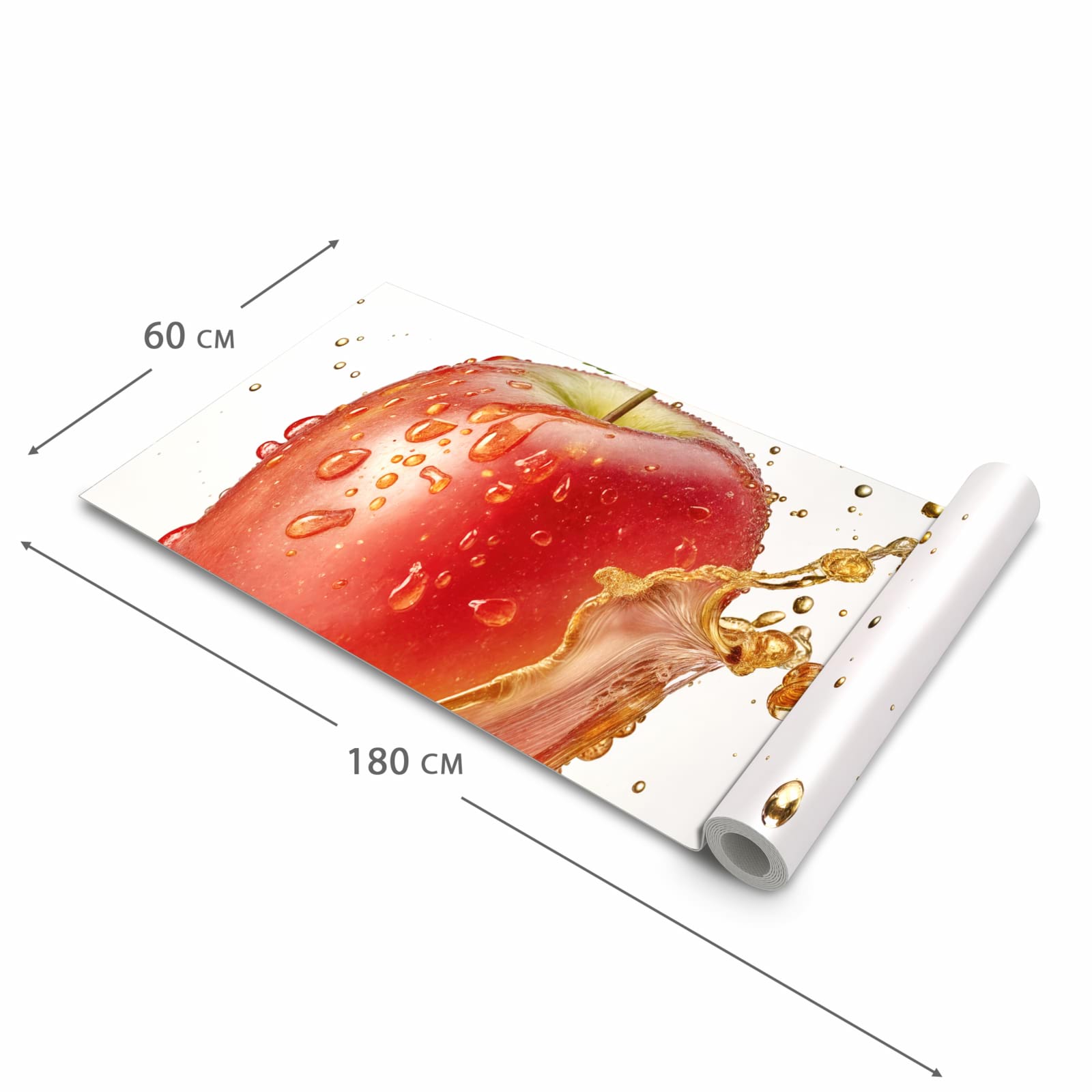 Langlebiger waschbarer Küchenteppich mit Motiv Spritziger Apfel in der Größe 60x120 cm