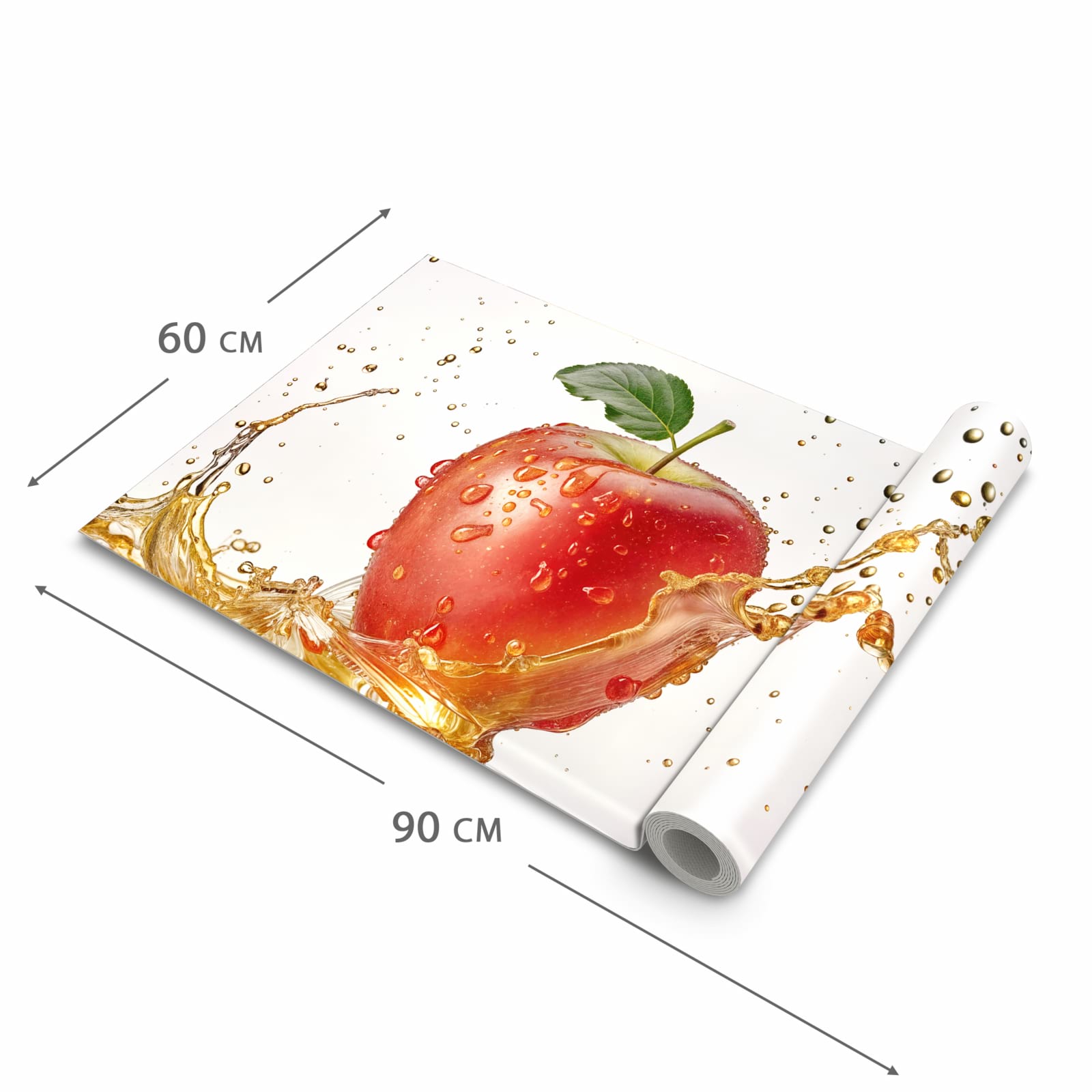 Rutschhemmender Küchenläufer mit Motiv Spritziger Apfel in der Grösse 60x120 cm