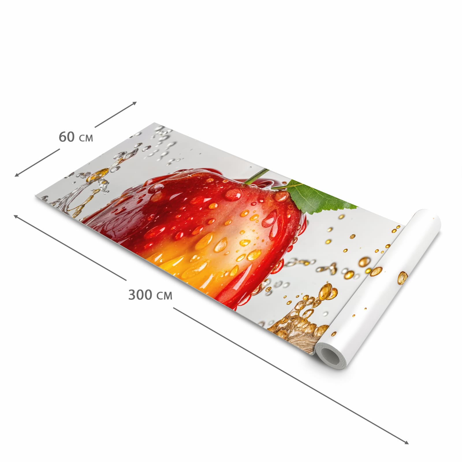 Farbbeständiger rutschfester Küchenteppich mit Motiv Apfel von Spritzender in der Grösse 90x240 cm