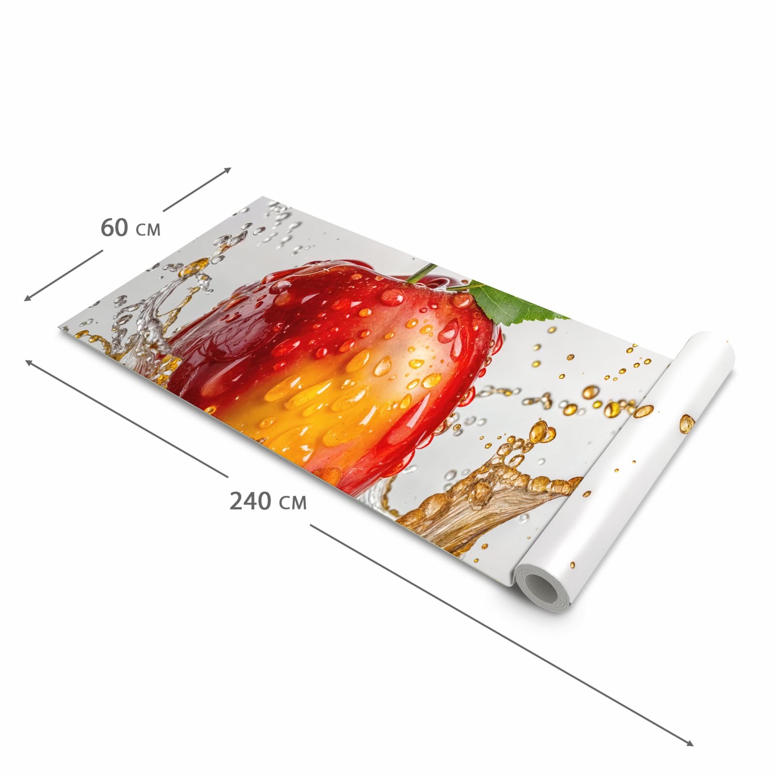 Waschbarer Küchenteppich mit Motiv Apfel von Spritzender in der Grösse 90x240 cm für Ordnung