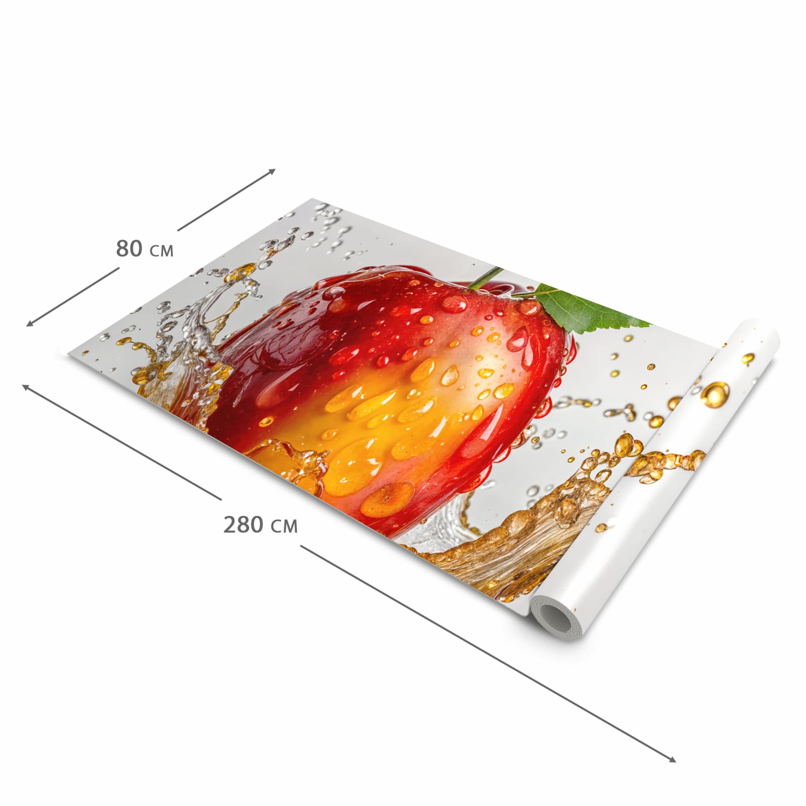 Geräuschdämpfender waschbarer Küchenläufer mit Motiv Apfel von Spritzender in der Größe 90x240 cm