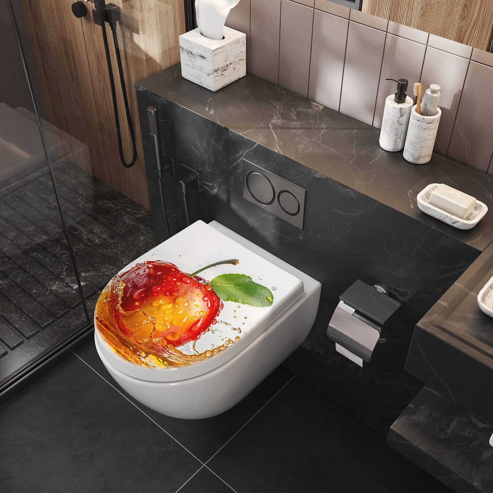 WC-Sitz mit Absenkautomatik Apfel von Spritzender