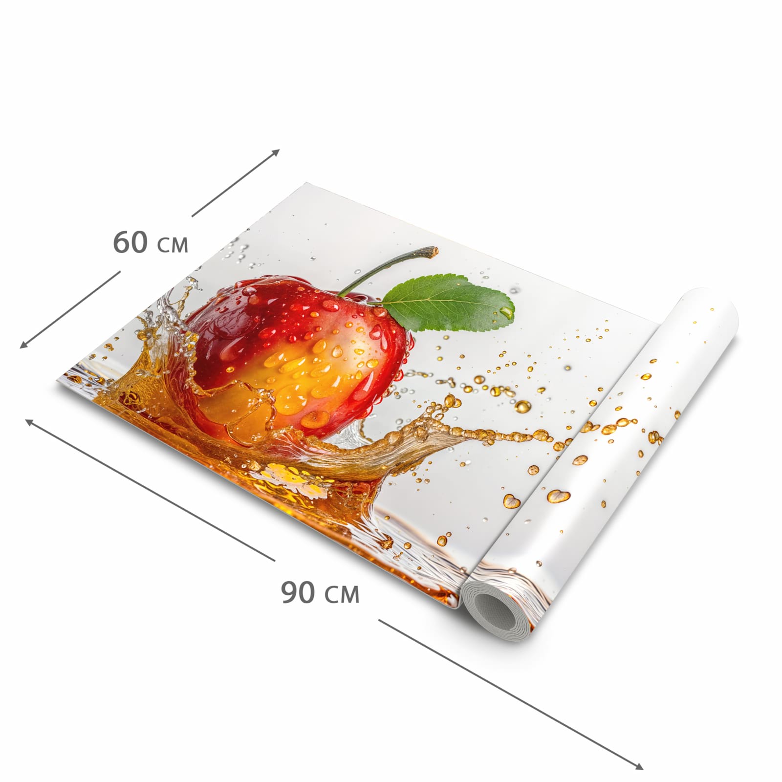 Formstabiler waschbarer Küchenteppich mit Motiv Apfel von Spritzender in der Grösse 90x240 cm