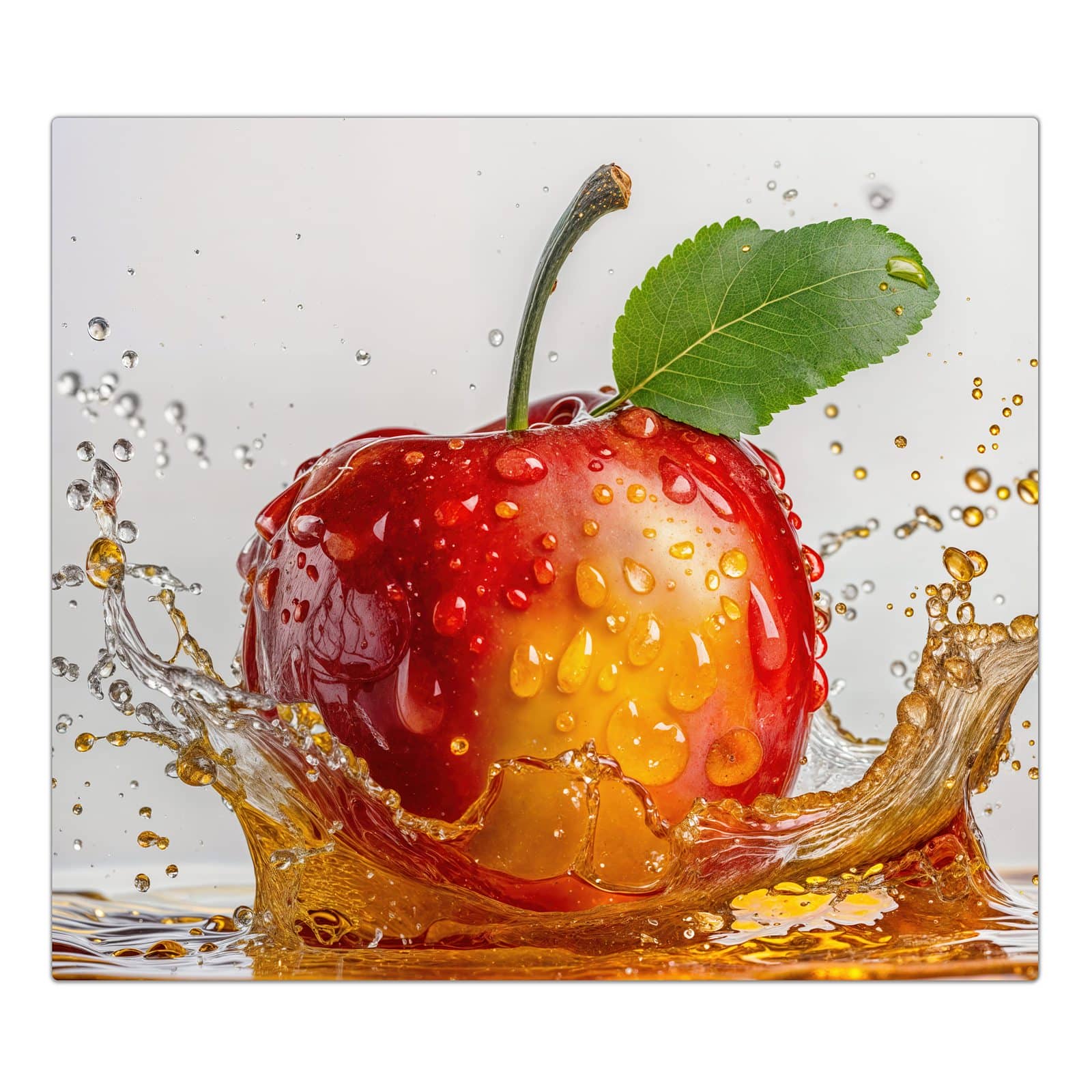 1-teilige Abdeckung für Herdplatten mit Apfel mit Saftspritzer-Motiv in der Frontansicht #grösse_1-Teilig (60x52cm)