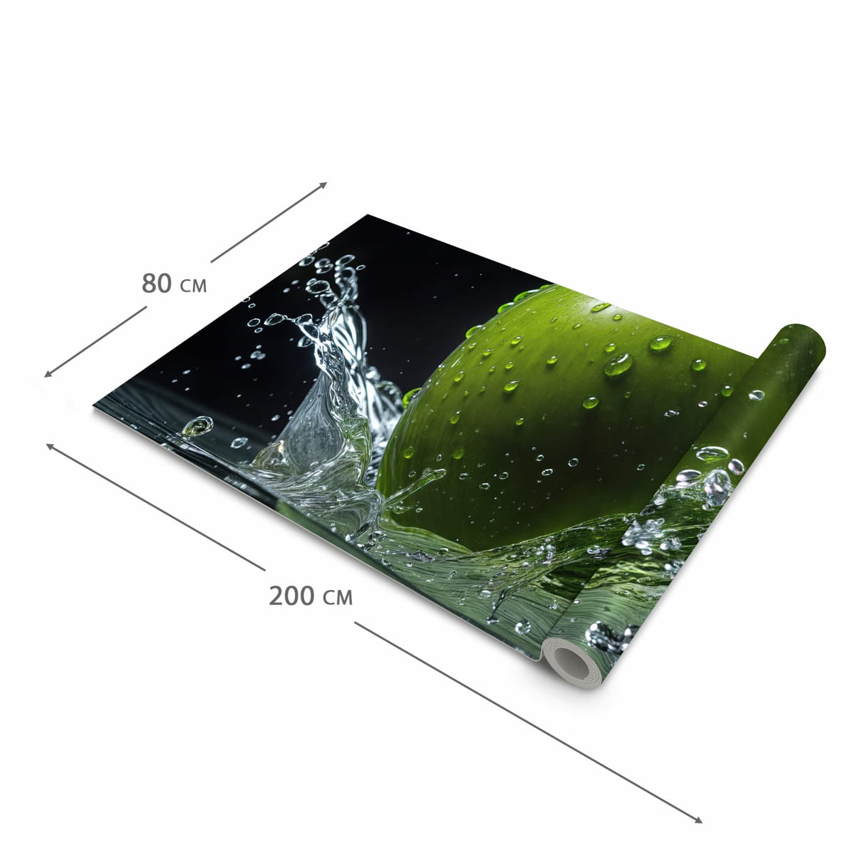 Pflegeleichter rutschfester Küchenteppich mit Motiv Apfel im Wasser in der Grösse 90x240 cm
