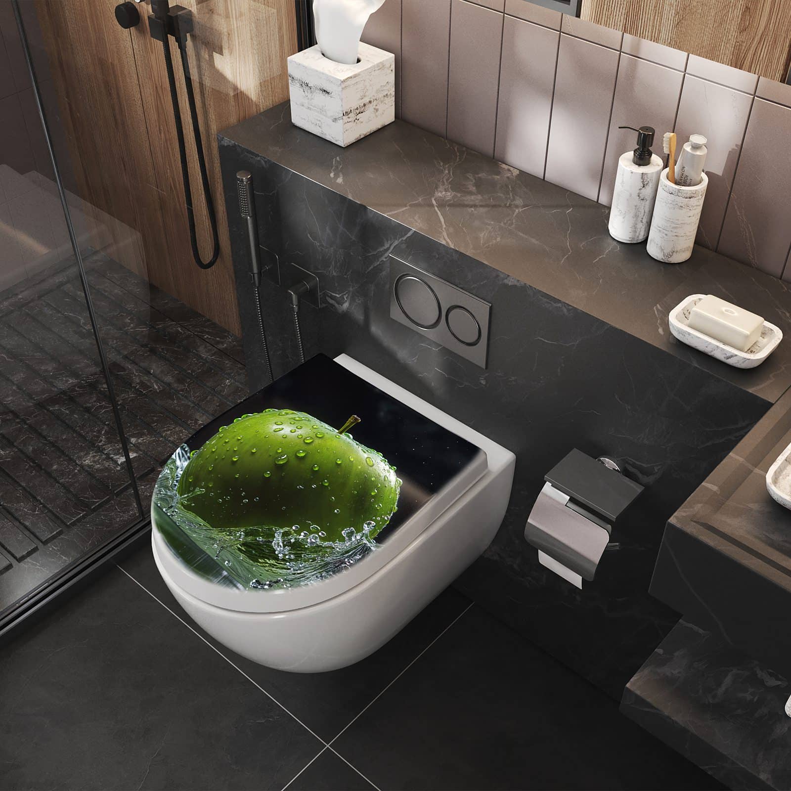 WC-Sitz mit Absenkautomatik Apfel im Wasser