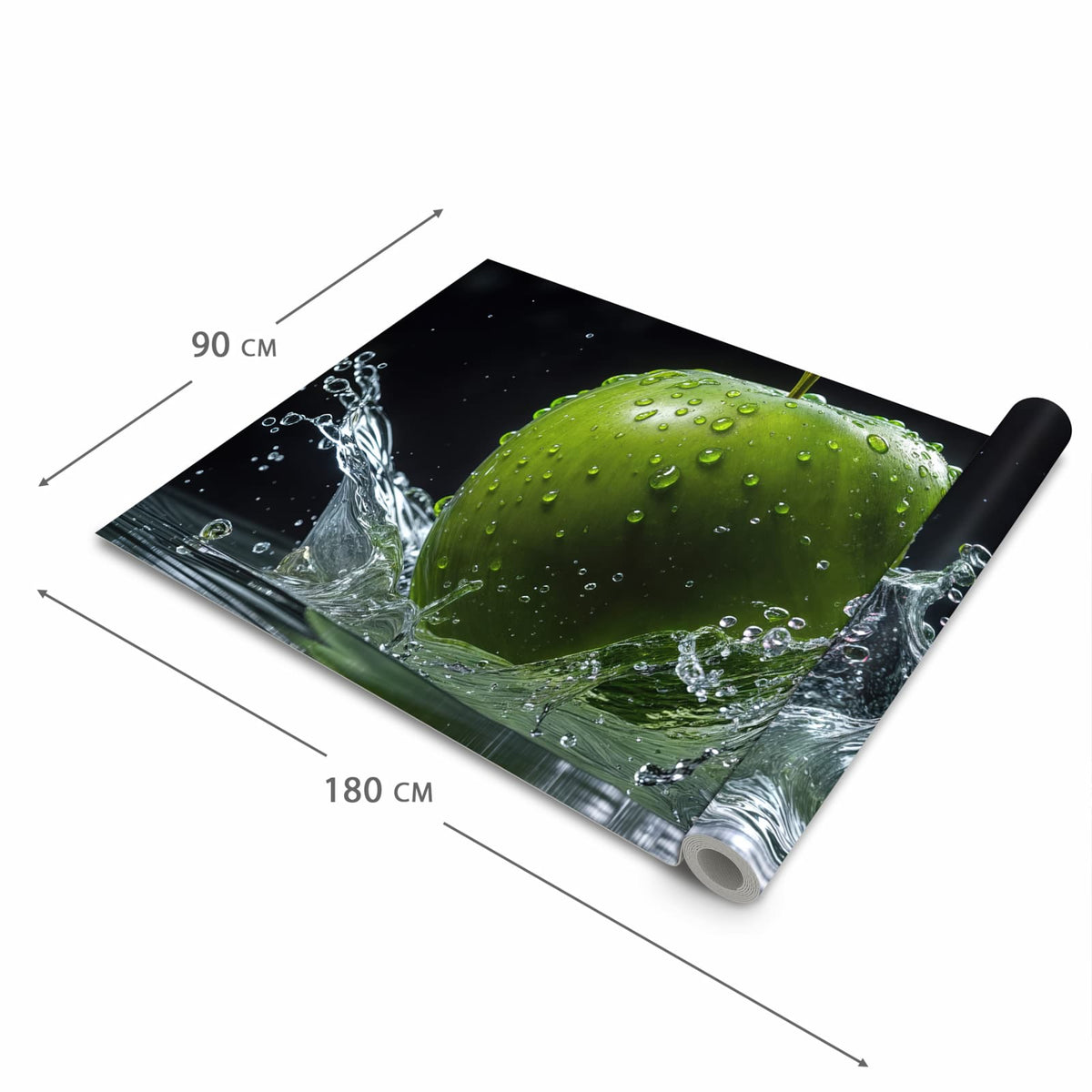 Waschbarer Küchenteppich mit Motiv Apfel im Wasser in der Grösse 90x240 cm