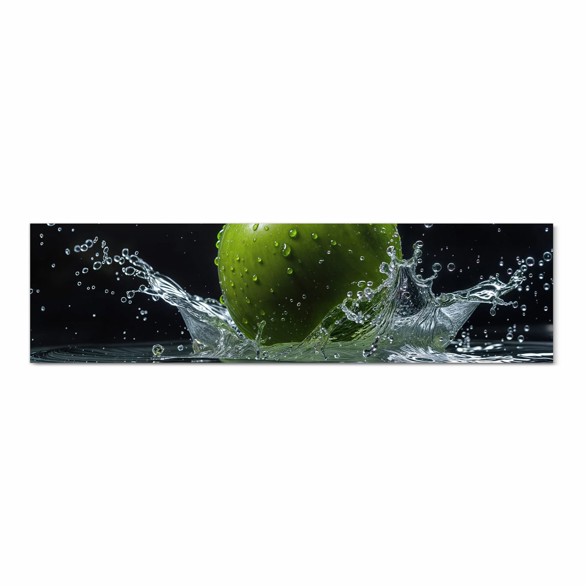Schmutzabweisender rutschfester Küchenteppich mit Motiv Apfel im Wasser in Frontansicht
