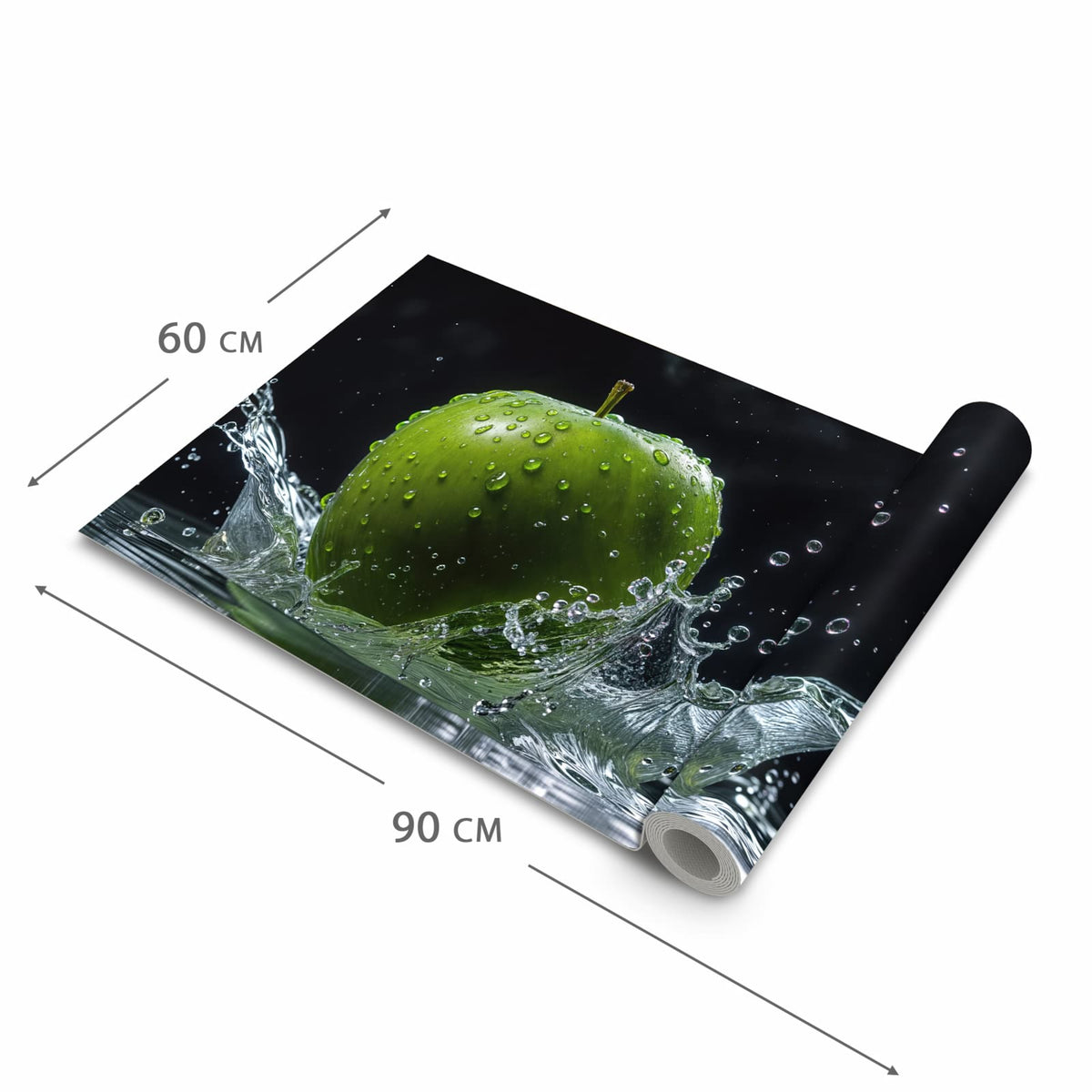 Rutschfester waschbarer Teppich Esstisch mit Motiv Apfel im Wasser in der Grösse 90x240 cm