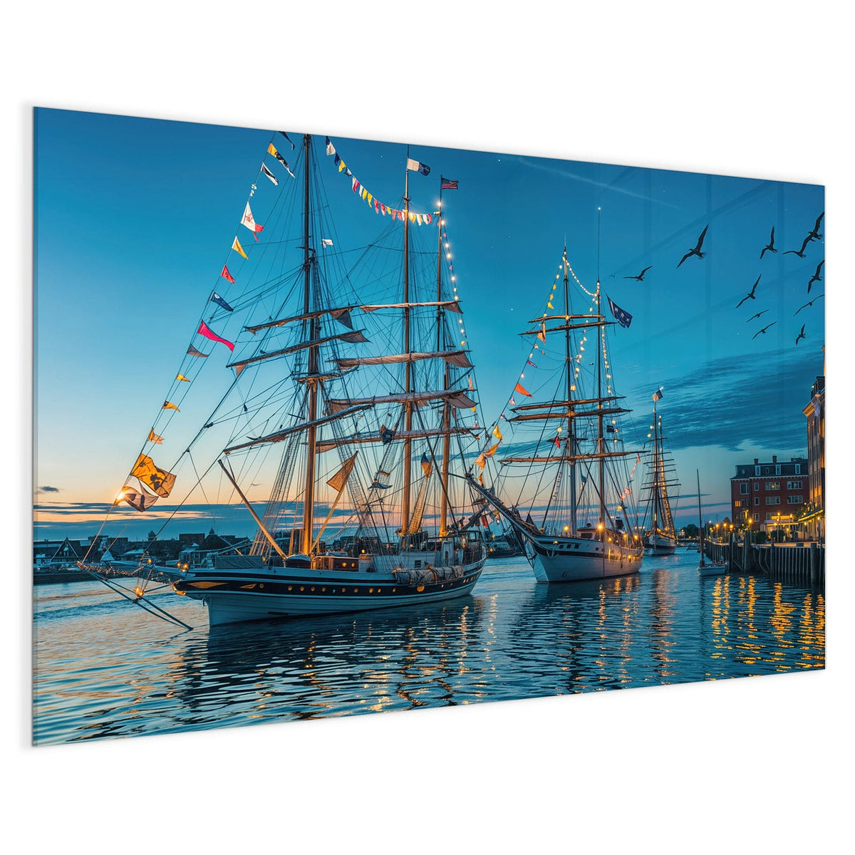4 mm Glas statt lackiertem Blech – Magnettafel - Schiffe im Hafen