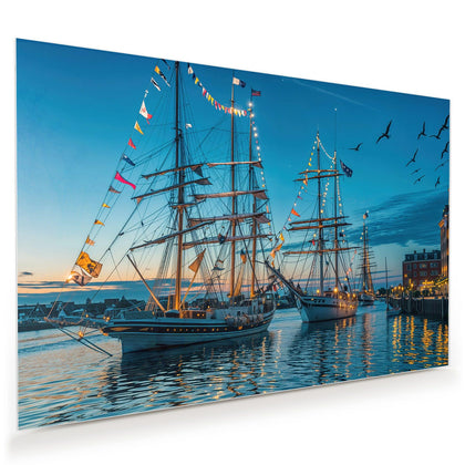 Wandbild mit dem Motiv Schiffe im Hafen