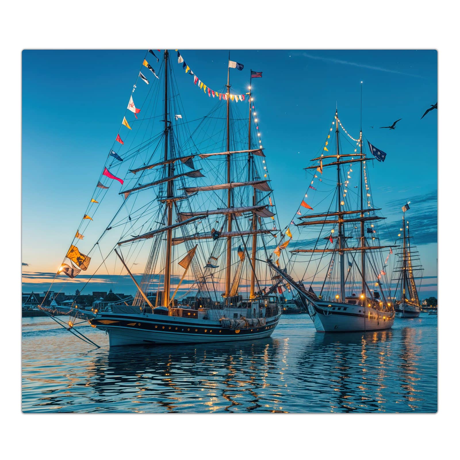 1-teilige Herdabdeckplatten mit Schiffe im Hafen-Motiv in der Frontansicht