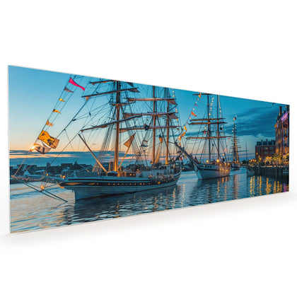 Küchenrückwand mit dem Motiv Schiffe im Hafen
