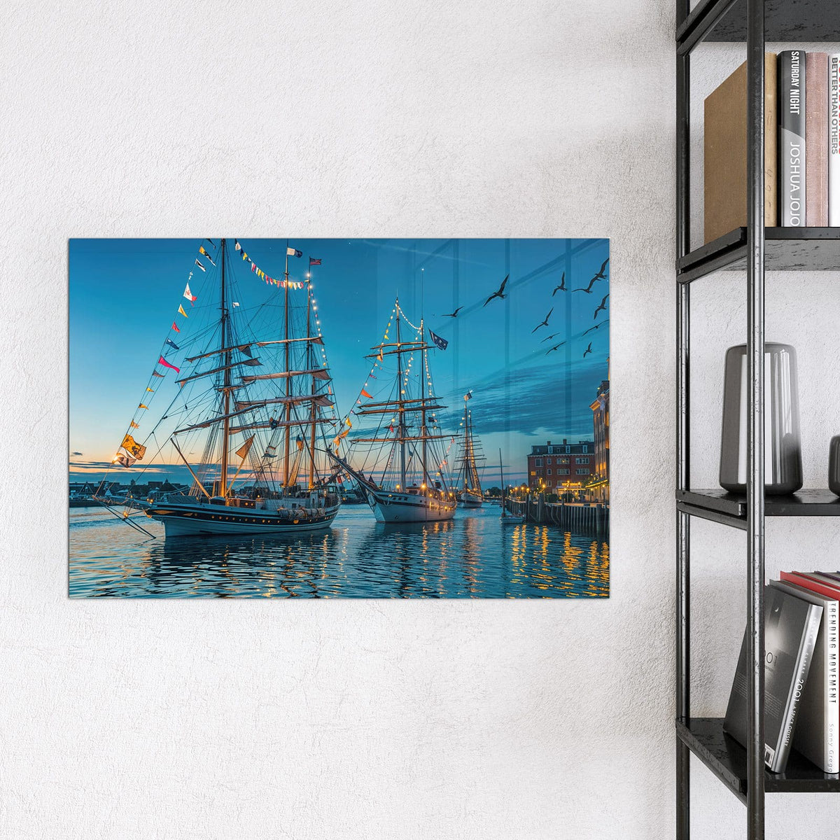 Magnettafel - Schiffe im Hafen – Segelschiffe im Abendhafen