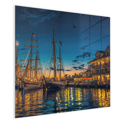 Magnettafel mit dem Motiv Segelschiffe bei Nacht