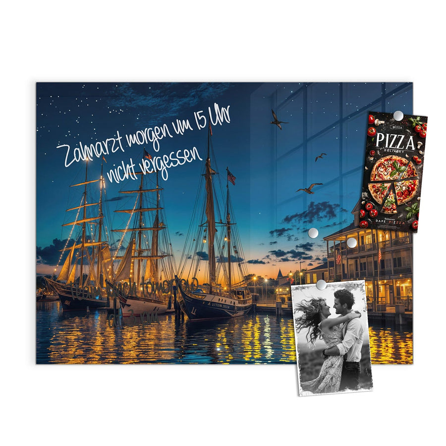 Maße Magnettafel - Segelschiffe bei Nacht