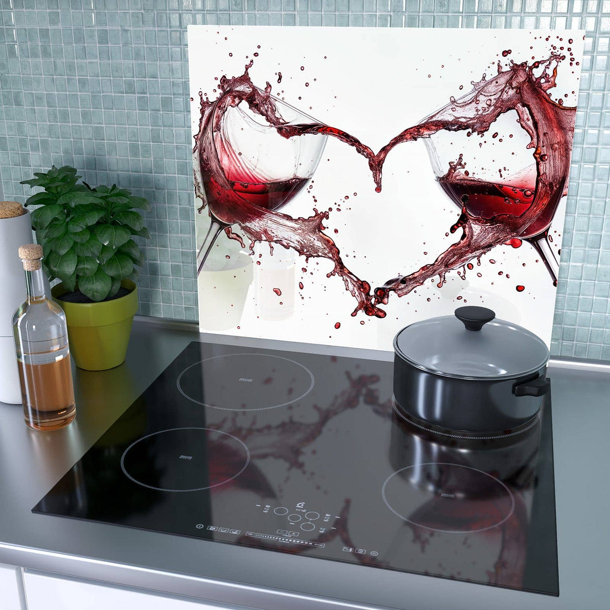 Sechs Aufgaben, eine Platte – Herdabdeckplatte Rotwein in Herzform