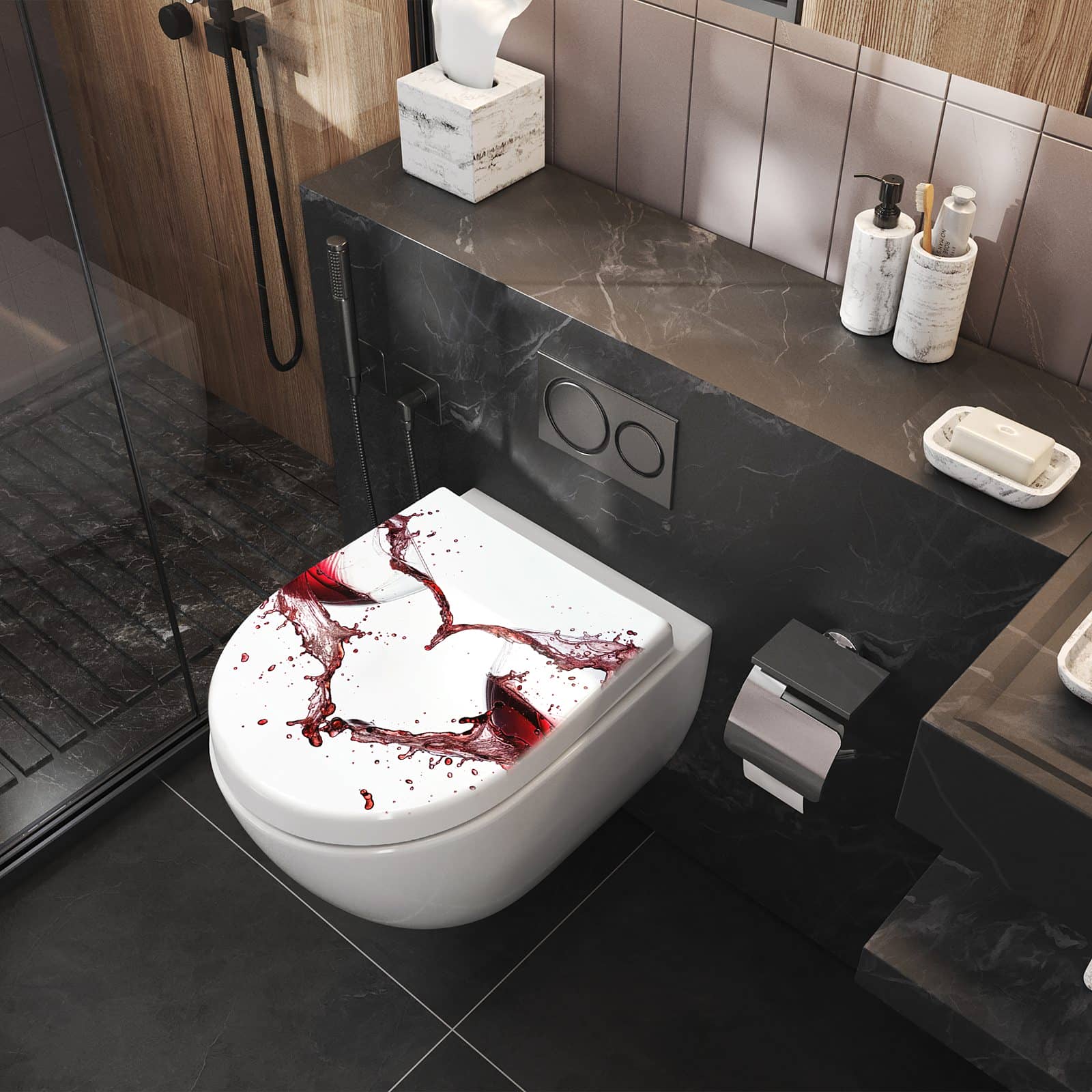 WC-Sitz mit Absenkautomatik Weingläser Herz