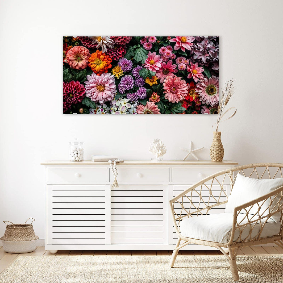 Echtglas, 4 mm – kein Acryl, keine Folie – Wandbild - Bunter Blütenteppich - Querformat