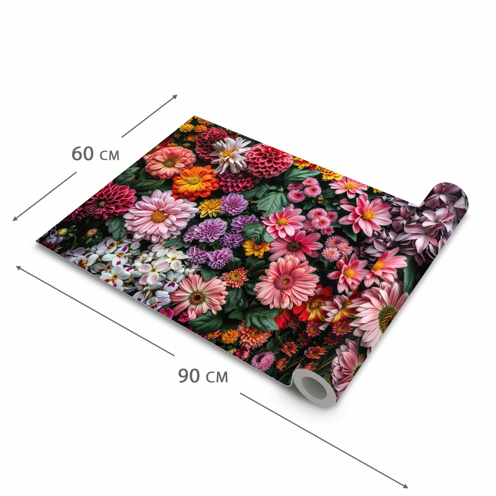 Langlebiger Teppich für Küche mit Motiv Blumenkomposition in der Grösse 80x280 cm