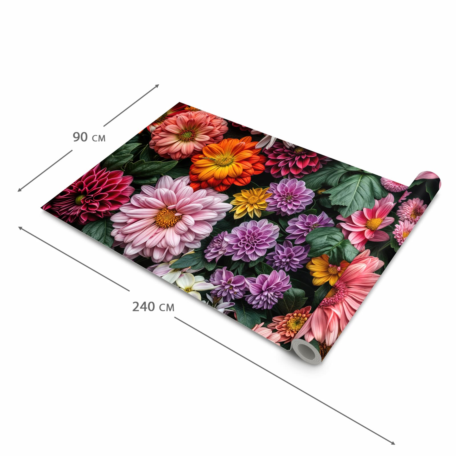 Farbbeständiger Läufer für die Küche mit Motiv Blumenkomposition in der Grösse 80x280 cm