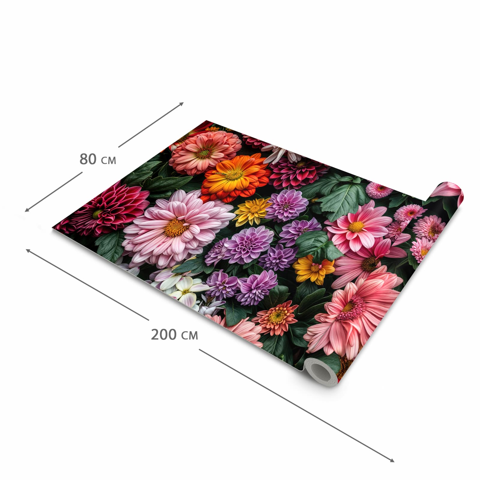 Rutschfester Küchenteppich mit Motiv Blumenkomposition in der Grösse 80x280 cm