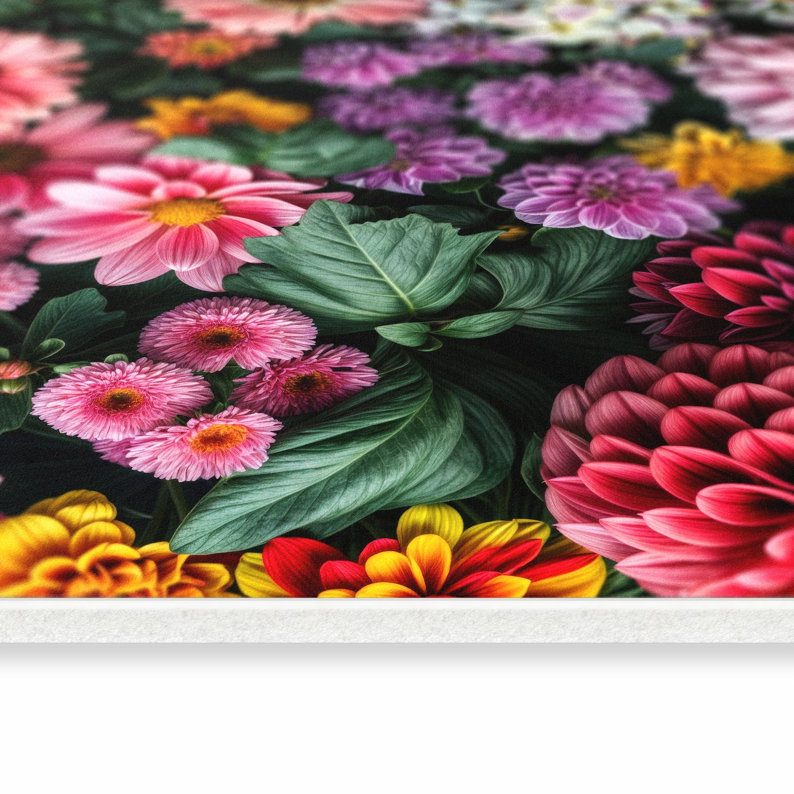 Strapazierfähiger Küchenteppich mit Motiv Blumenkomposition in seitlicher Ansicht