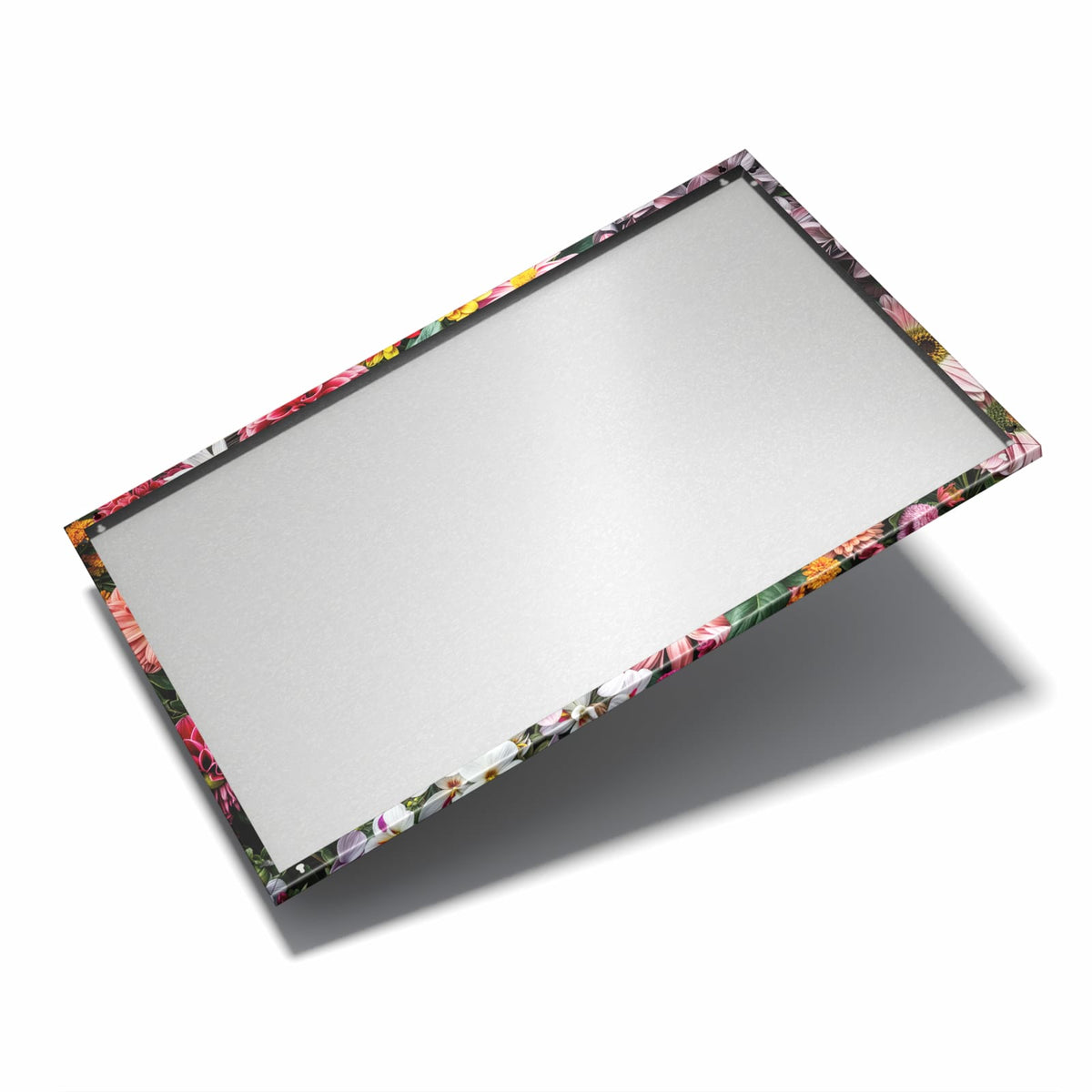 Nur 7 mm – liegt eng an der Wand – Metall Magnettafel - Bunter Blütenteppich
