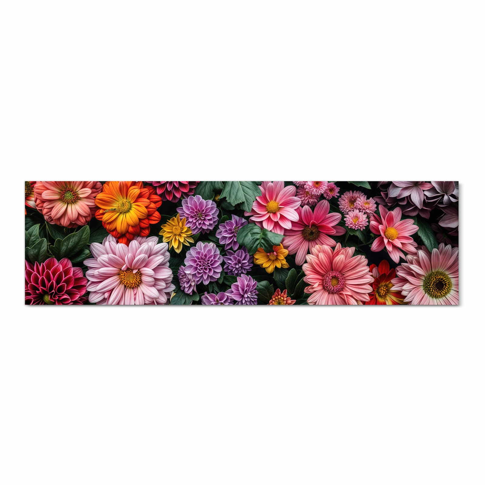 Bodenschonender Teppich fürs Esszimmer mit Motiv Blumenkomposition in Frontansicht, waschbar