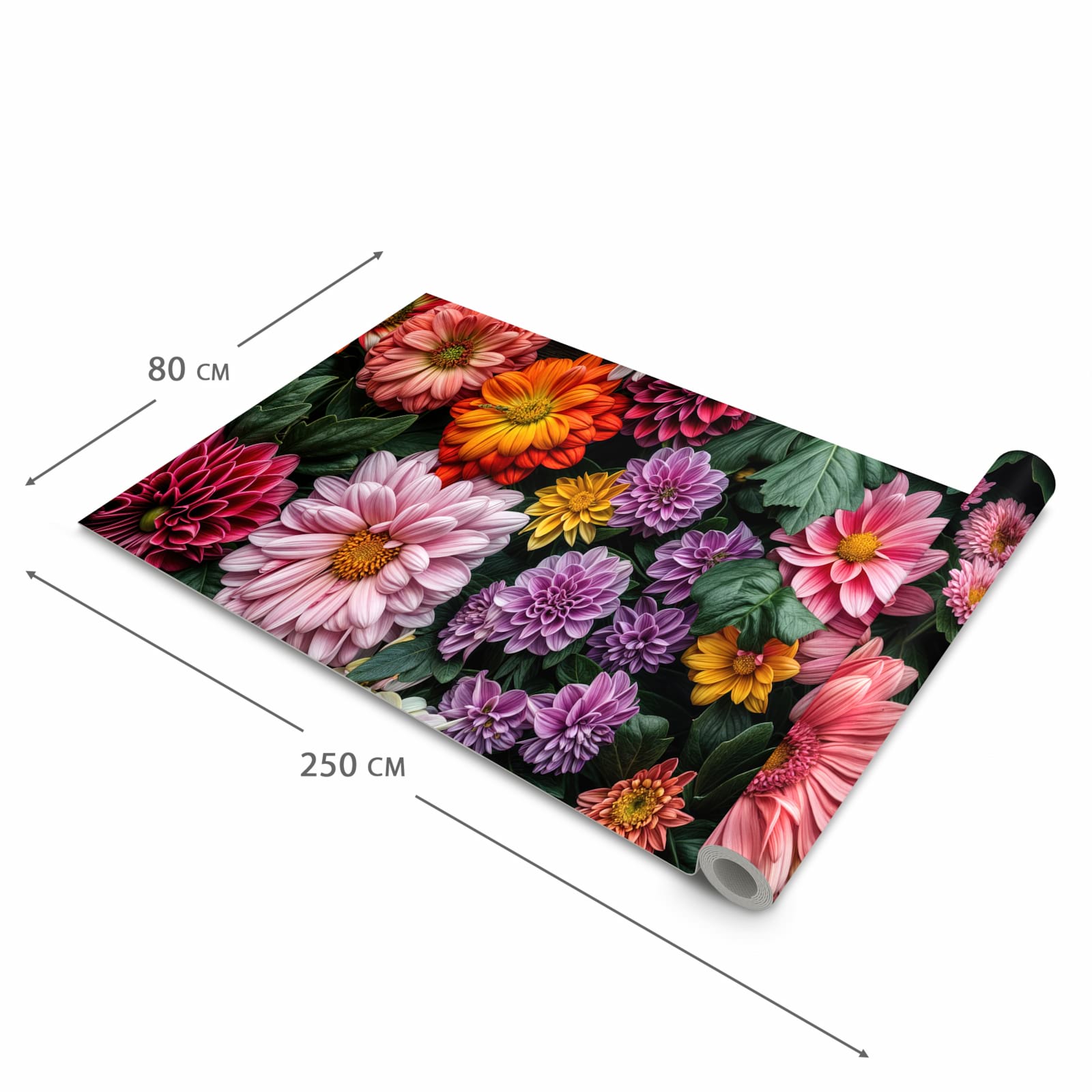 Feuchtigkeitsresistenter Teppich für die Küche mit Motiv Blumenkomposition in der Grösse 80x280 cm