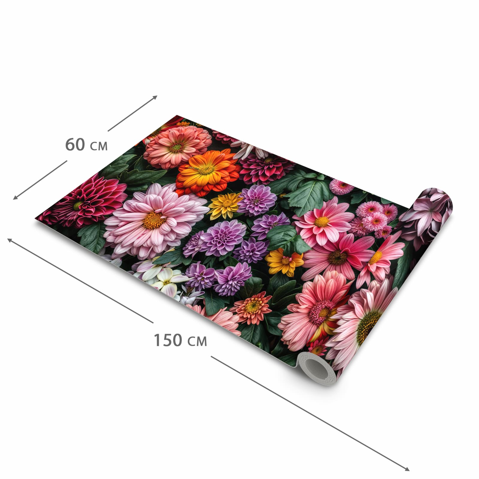 Pflegeleichter moderner Küchenläufer mit Motiv Blumenkomposition in der Grösse 80x280 cm