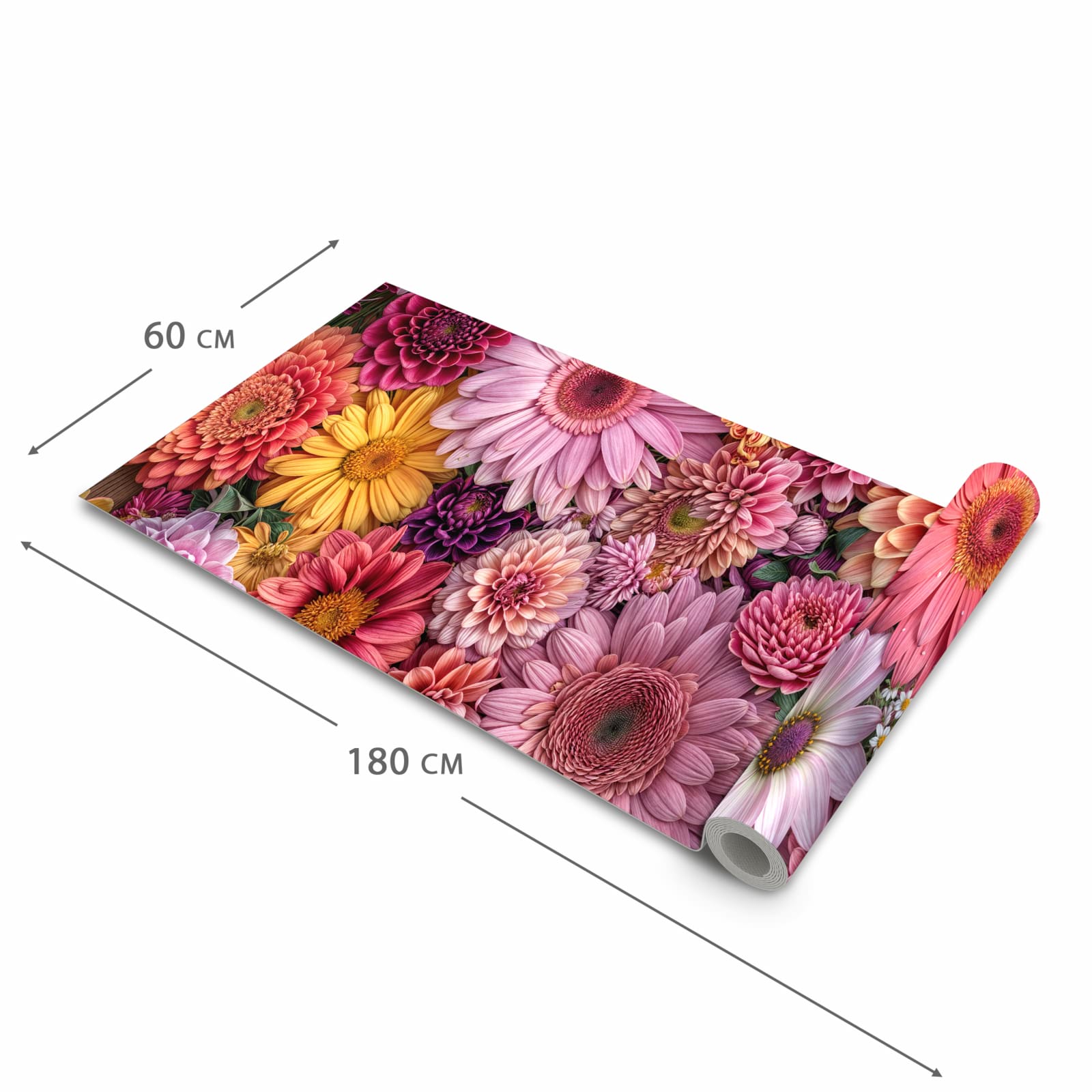 Abriebfester Küchenteppich mit Motiv Bunte Blumenpracht in der Grösse 80x280 cm