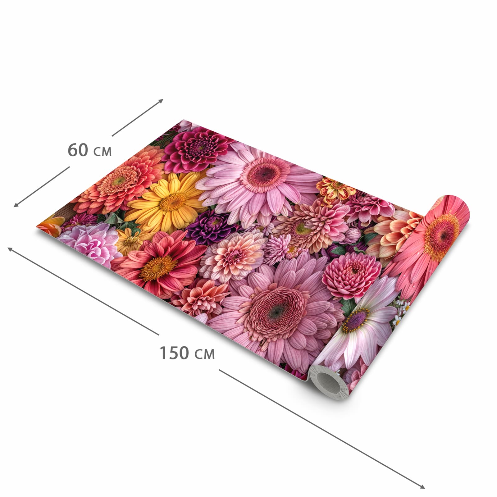 Geräuschdämpfender rutschfester Küchenteppich mit Motiv Bunte Blumenpracht in der Grösse 80x280 cm