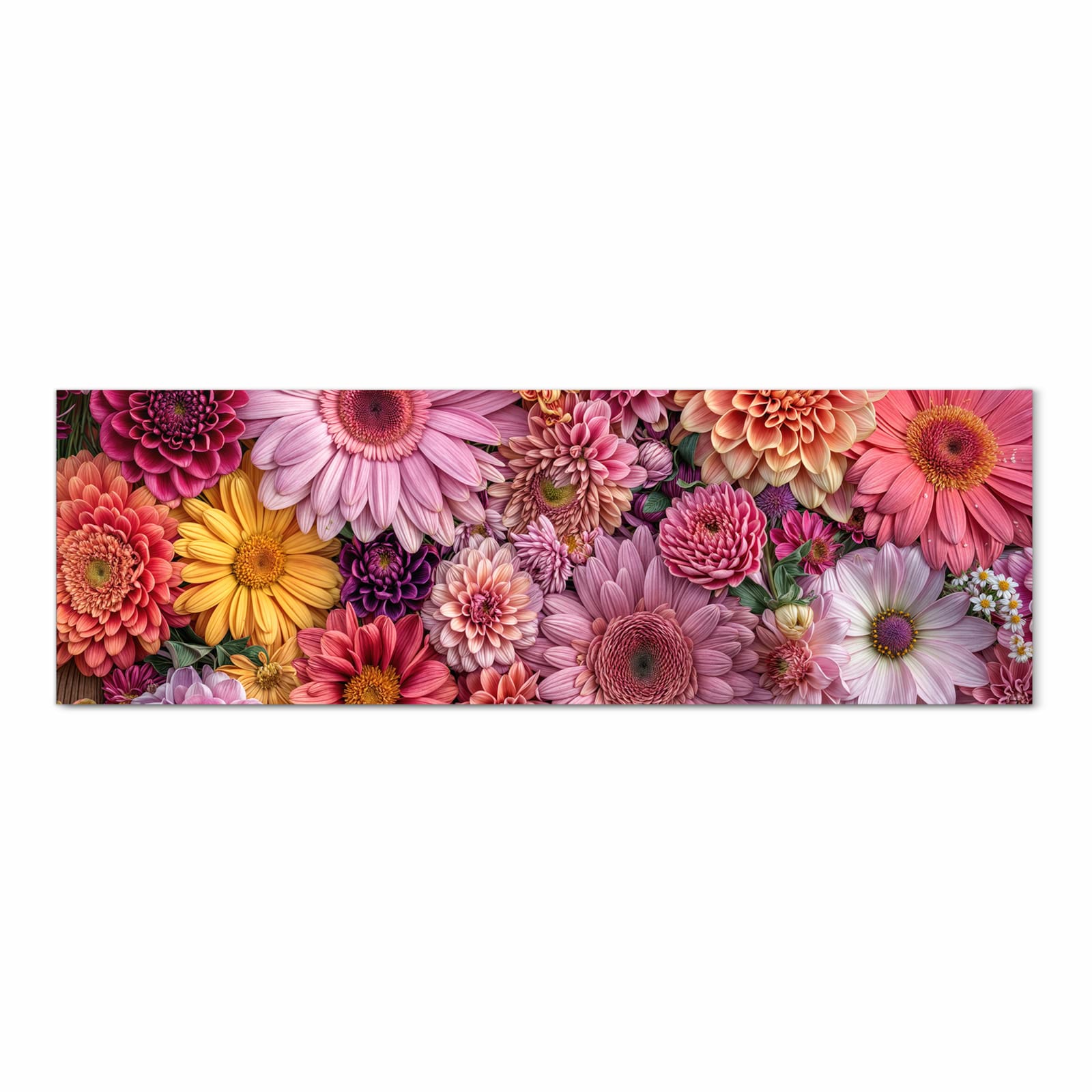 Komfortabler waschbarer Küchenteppich mit Motiv Bunte Blumenpracht in Frontansicht