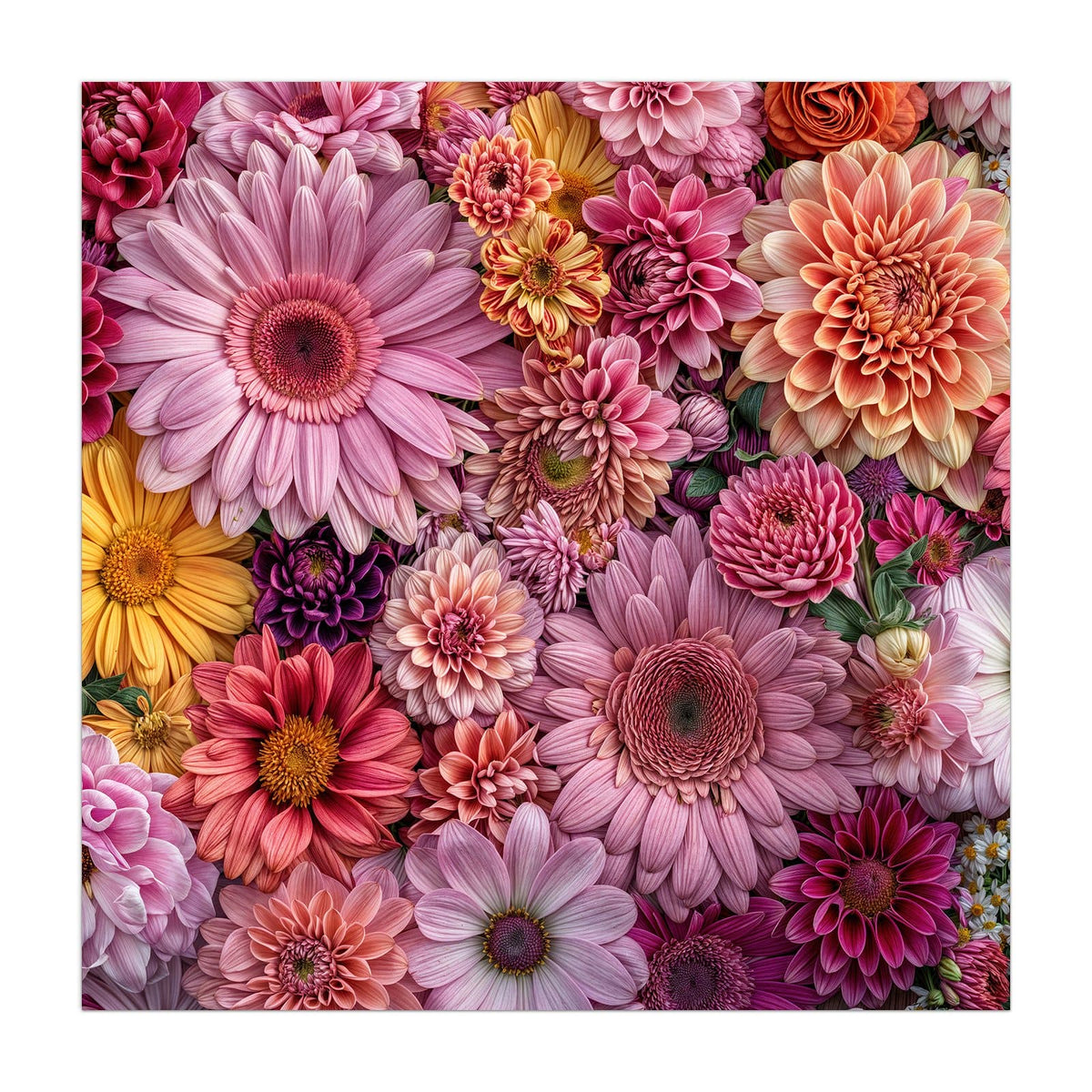 Küchenrückwand aus Glas Rosa Blütenteppich im quadratischen Format, Motiv bildfüllend von vorn