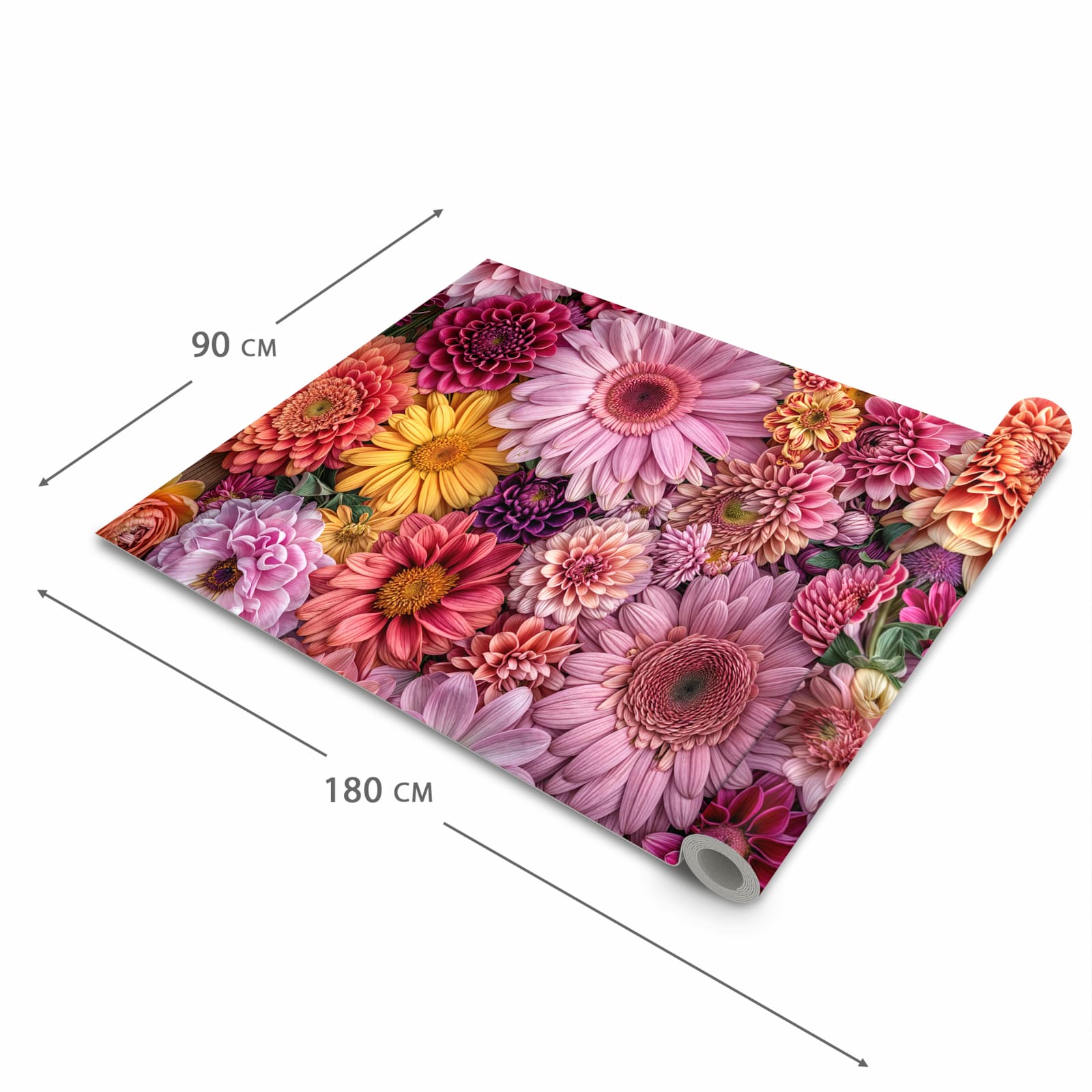 Pflegeleichter moderner Küchenläufer mit Motiv Bunte Blumenpracht in der Größe 80x280 cm