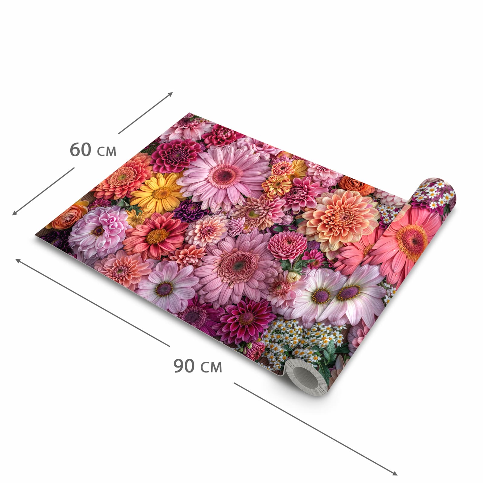 Fleckenresistenter rutschfester Küchenläufer mit Motiv Bunte Blumenpracht in der Größe 80x280 cm