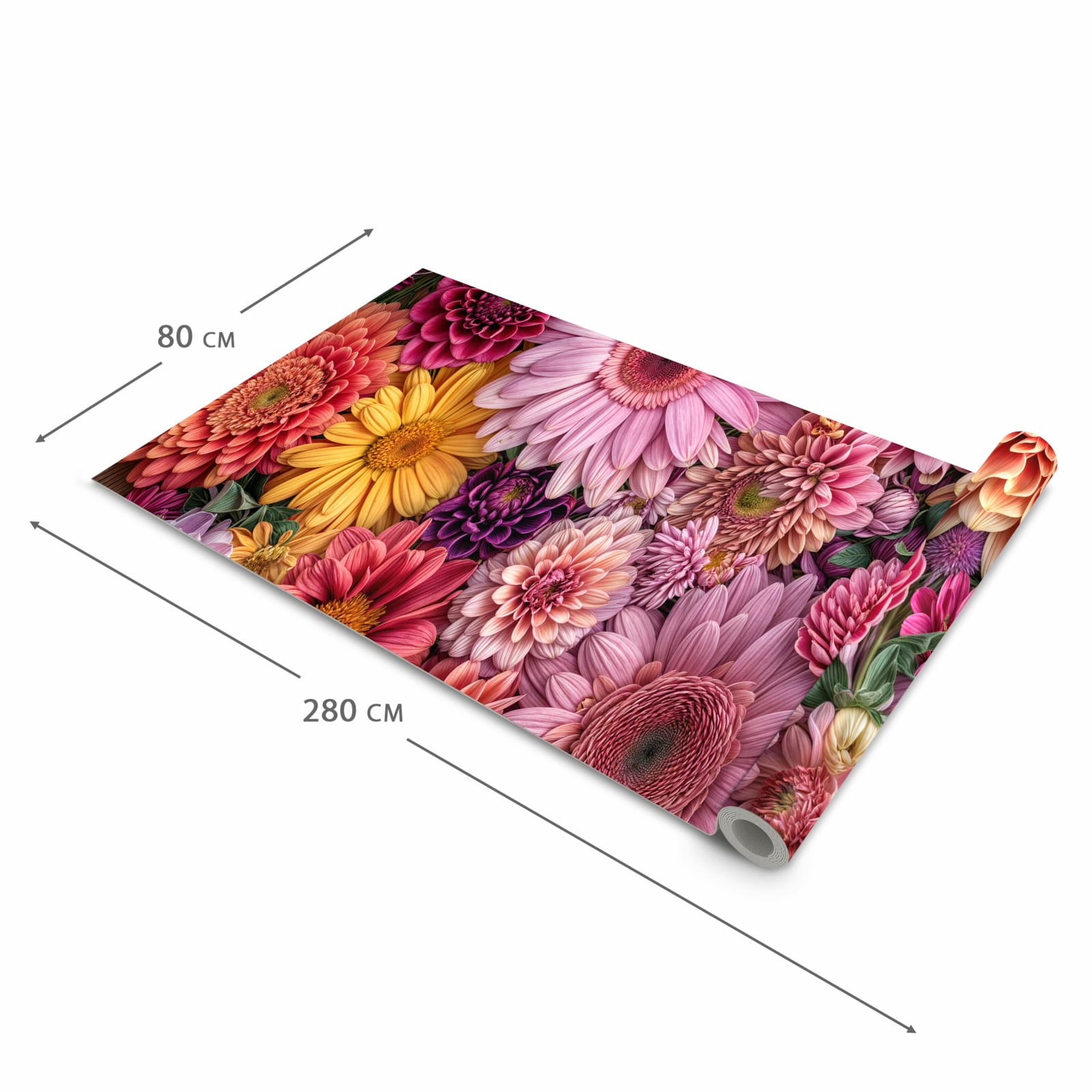 Langlebiger waschbarer Küchenläufer mit Motiv Bunte Blumenpracht in der Grösse 80x280 cm