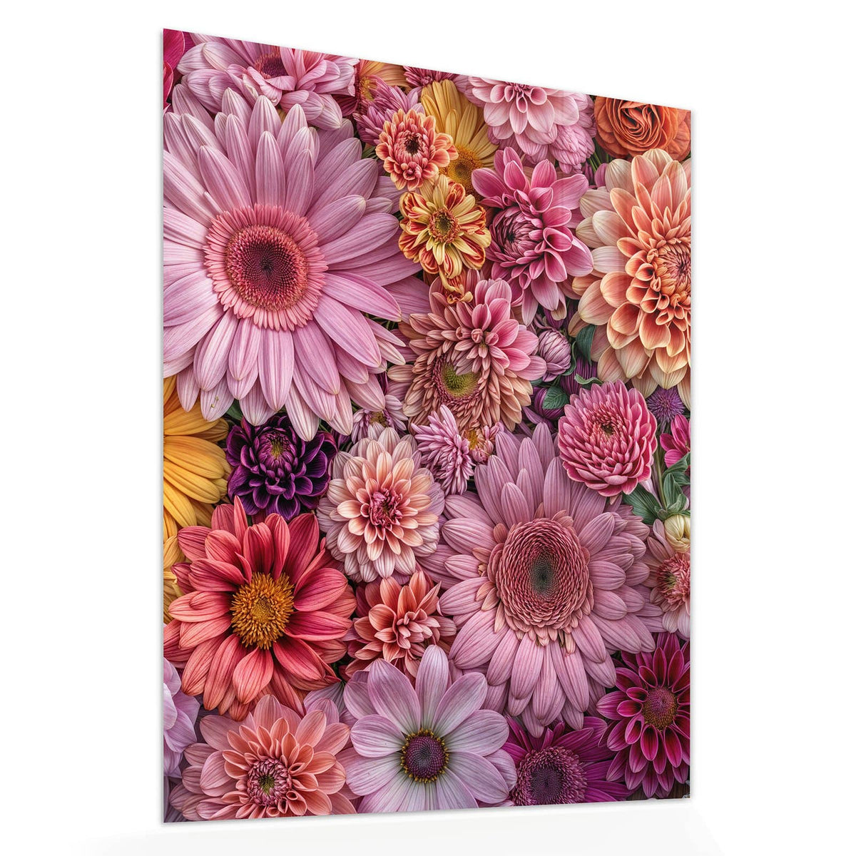 Echtglas, 4 mm – kein Acryl, keine Folie – Wandbild - Rosa Blütenteppich - Hochformat