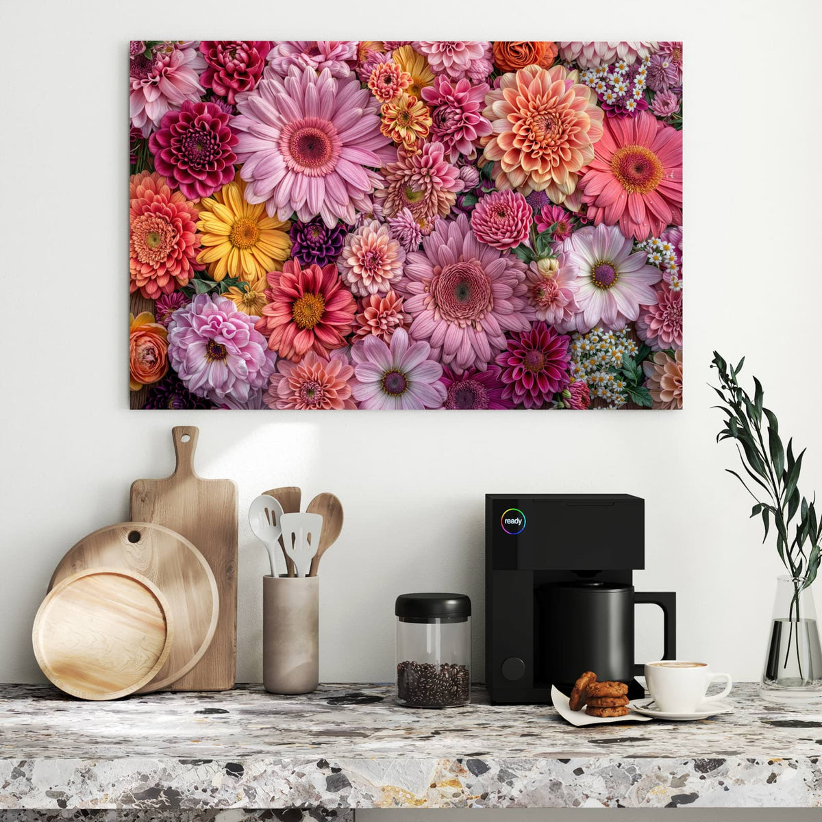 Metall Magnettafel - Rosa Blütenteppich – Dichtes Blütenmeer in Rosa