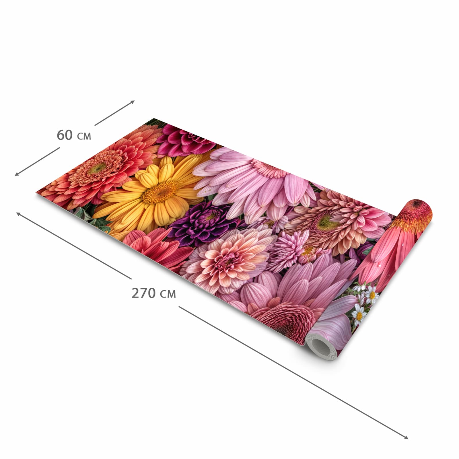 Komfortabler Küchenläufer mit Motiv Bunte Blumenpracht in der Grösse 80x280 cm