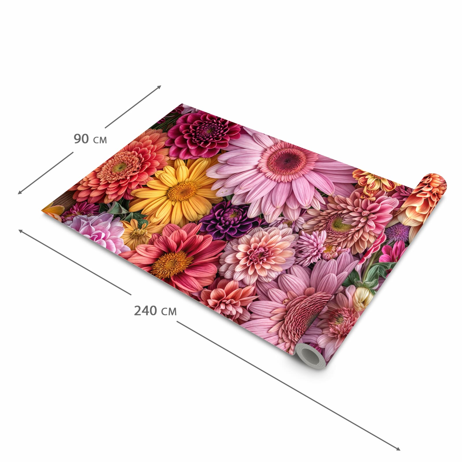 Komfortabler Küchenläufer nach Maß mit Motiv Bunte Blumenpracht in der Größe 80x280 cm