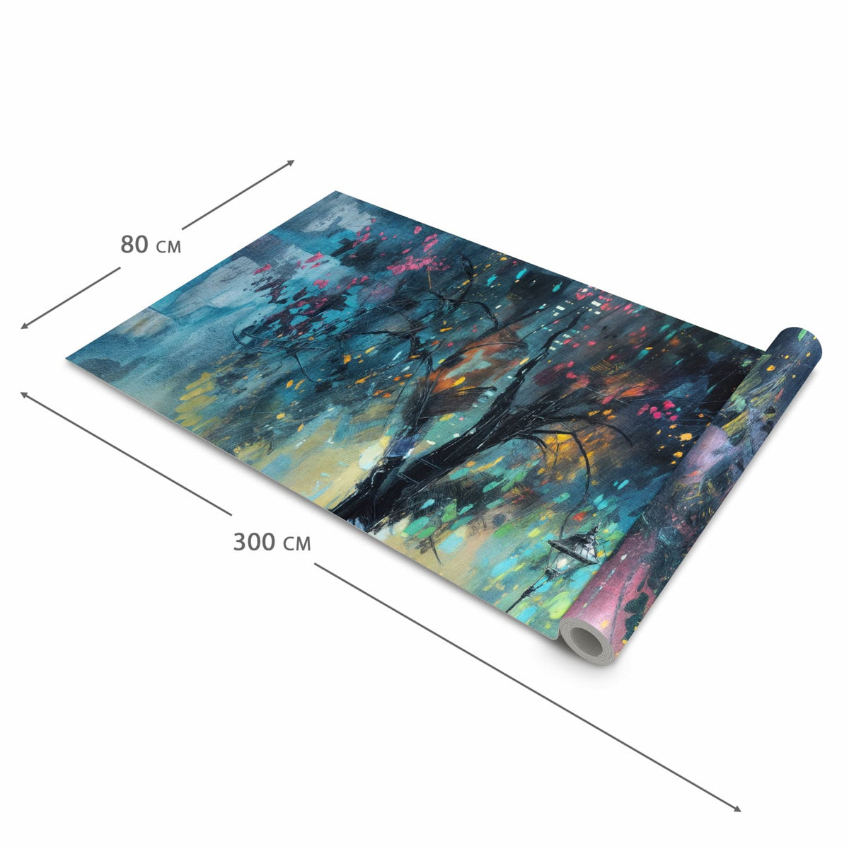 Farbbeständiger Küchenteppich mit Motiv Regen in der Stadt in der Größe 80x280 cm